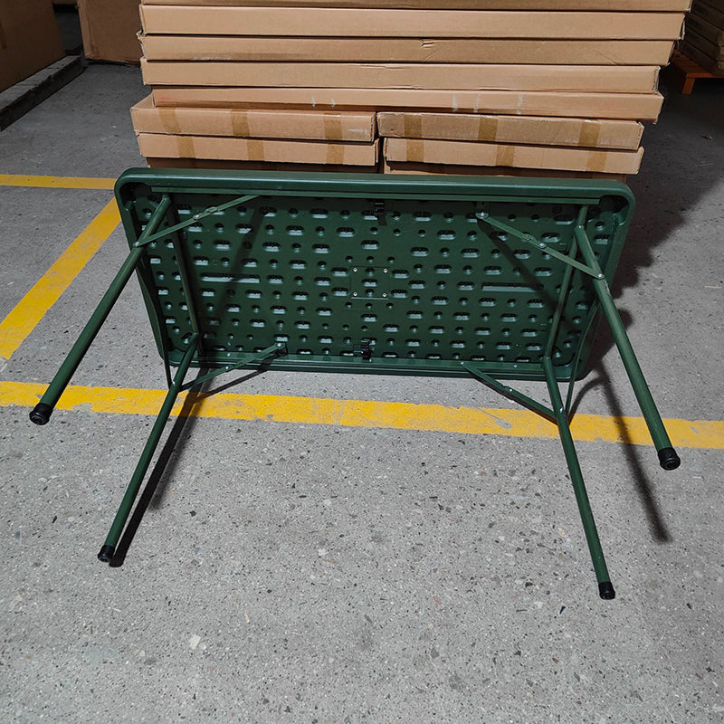 Modern Minimalist Rectangular Plastic Steel Dining Table 4-Leg Foldable For Garden