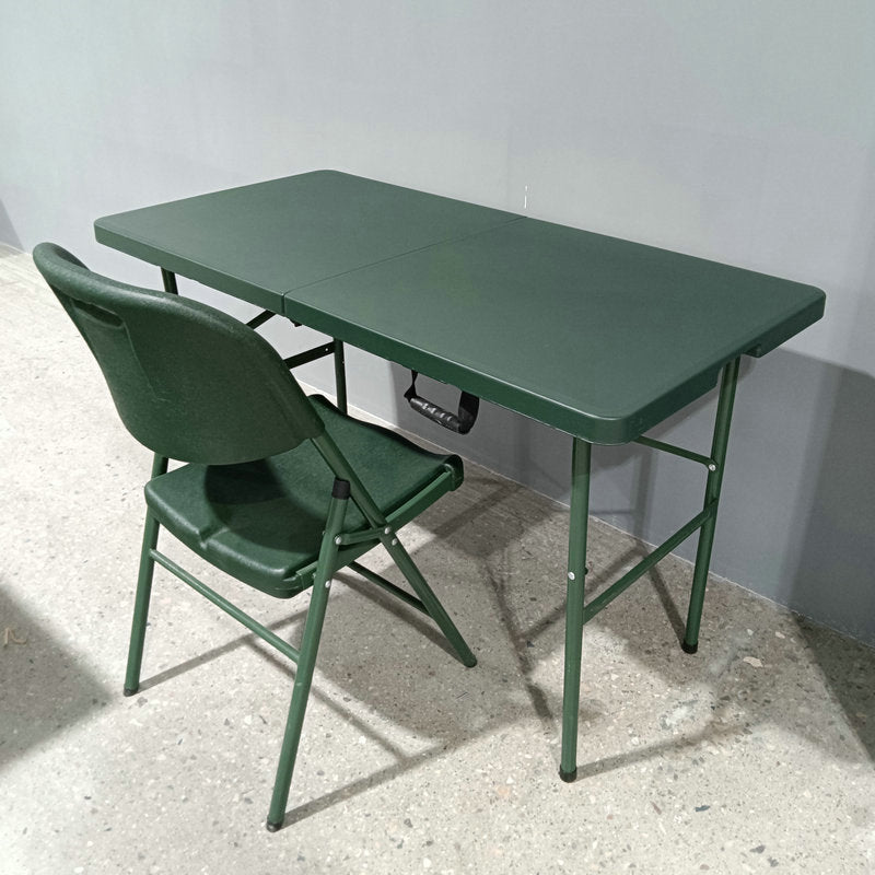 Modern Minimalist Rectangular Plastic Steel Dining Table 4-Leg Foldable For Garden