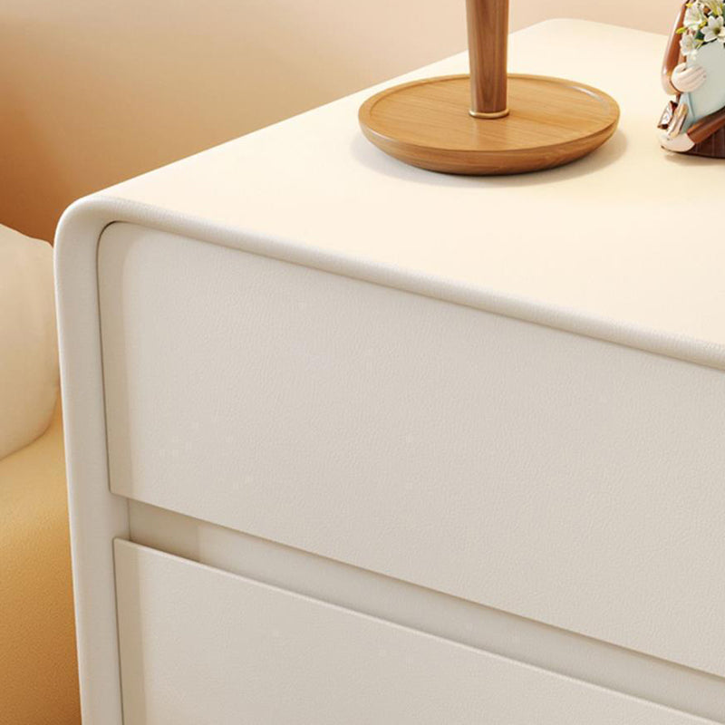 Modern Minimalist Rectangular Solid Wood Microfiber Leather Eco-Friendly Panel Nightstand 3-Drawer For Bedroom