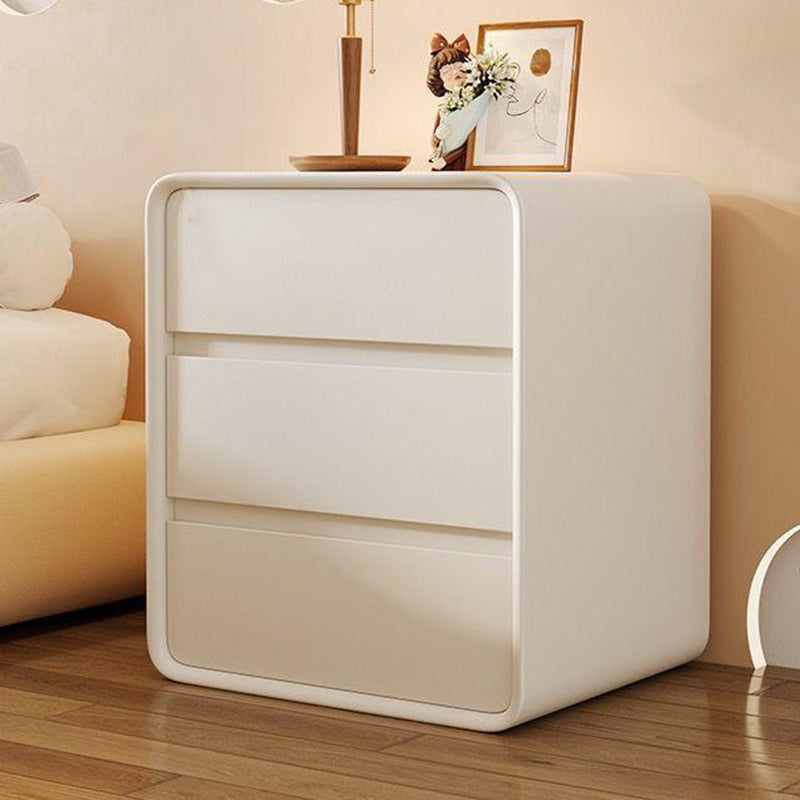 Modern Minimalist Rectangular Solid Wood Microfiber Leather Eco-Friendly Panel Nightstand 3-Drawer For Bedroom