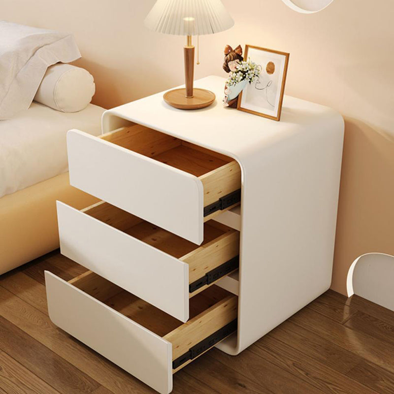 Modern Minimalist Rectangular Solid Wood Microfiber Leather Eco-Friendly Panel Nightstand 3-Drawer For Bedroom