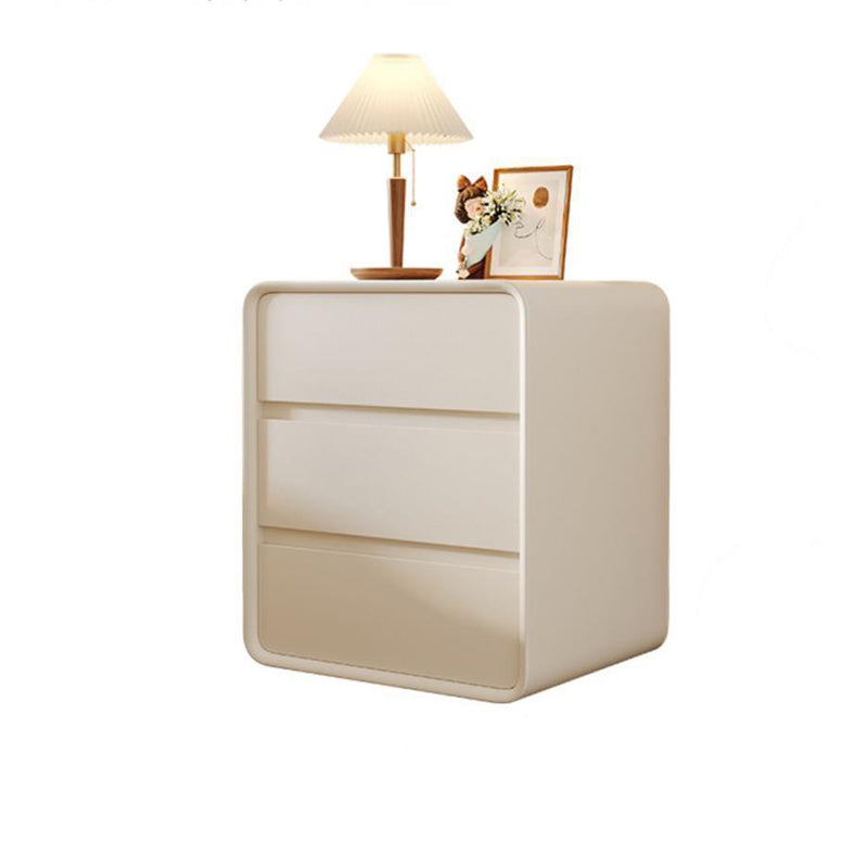 Modern Minimalist Rectangular Solid Wood Microfiber Leather Eco-Friendly Panel Nightstand 3-Drawer For Bedroom