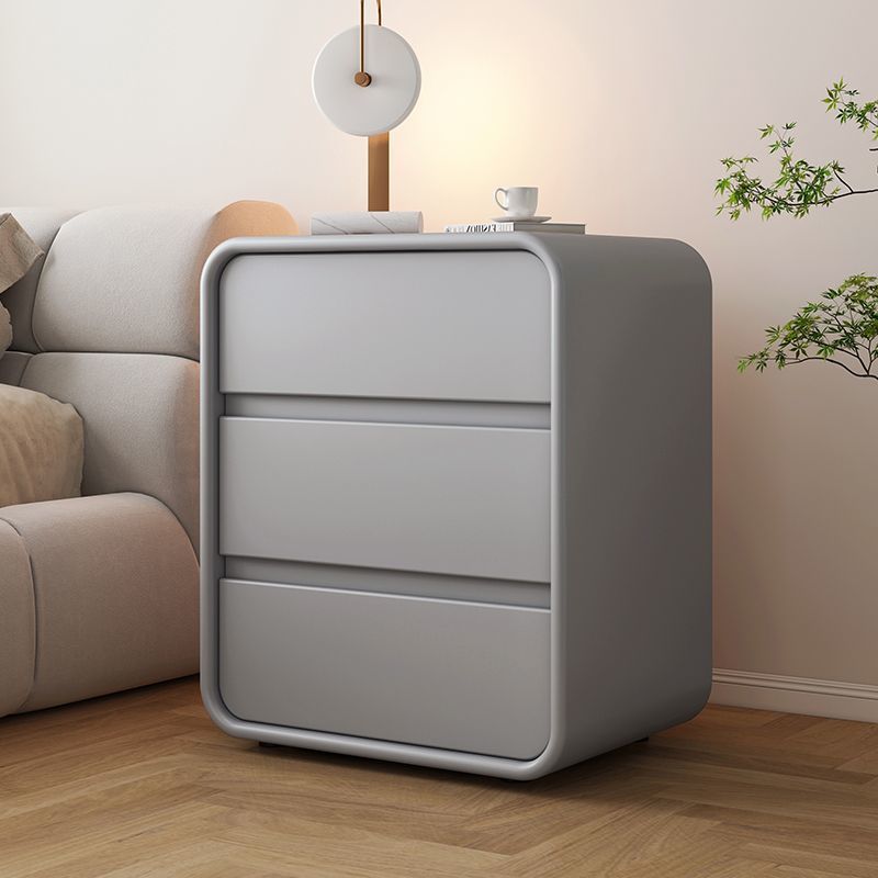 Modern Minimalist Rectangular Solid Wood Microfiber Leather Eco-Friendly Panel Nightstand 3-Drawer For Bedroom