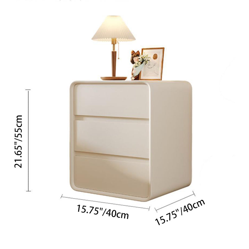 Modern Minimalist Rectangular Solid Wood Microfiber Leather Eco-Friendly Panel Nightstand 3-Drawer For Bedroom