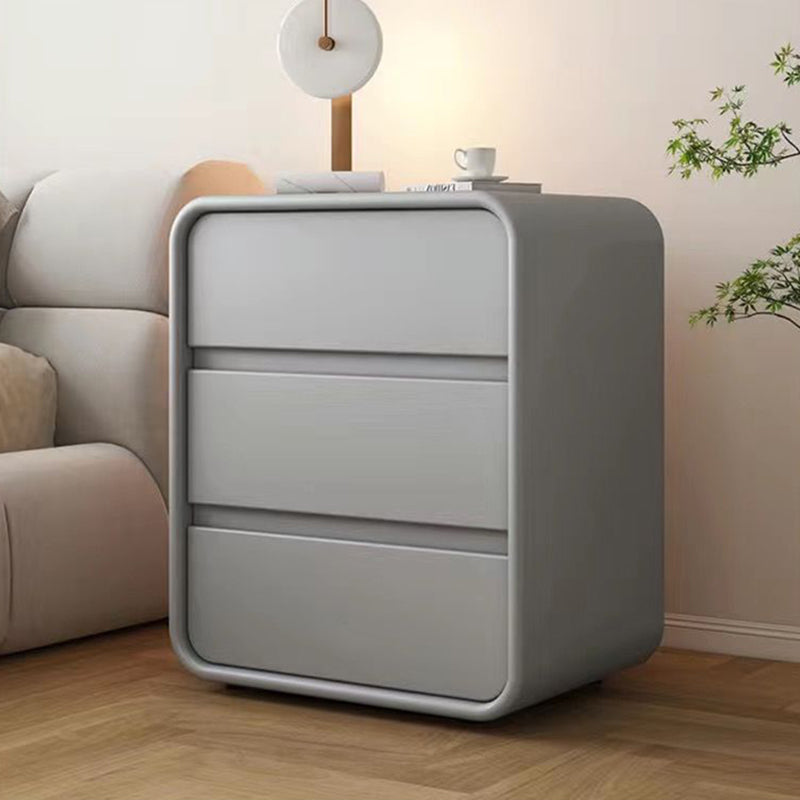 Modern Minimalist Rectangular Solid Wood Microfiber Leather Eco-Friendly Panel Nightstand 3-Drawer For Bedroom