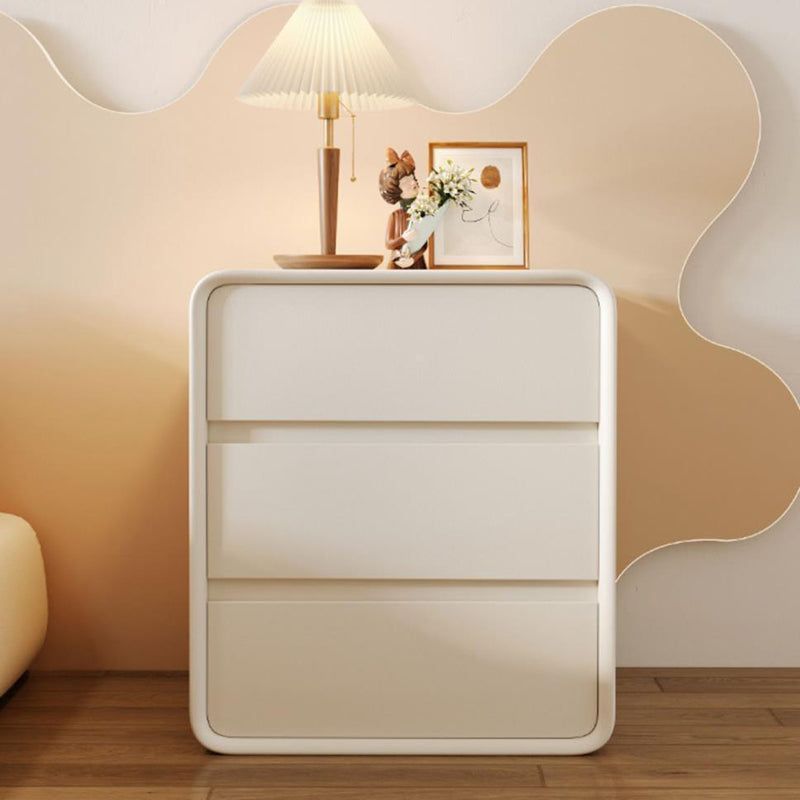 Modern Minimalist Rectangular Solid Wood Microfiber Leather Eco-Friendly Panel Nightstand 3-Drawer For Bedroom
