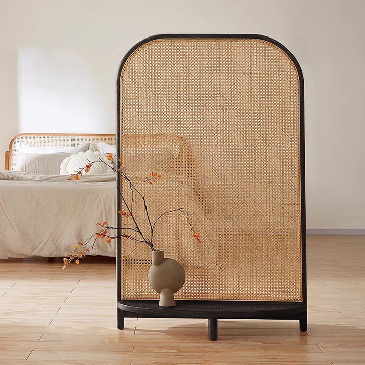 Traditioneller chinesischer rechteckiger PP-Synthetik-Rattan-Raumteiler aus Massivholz für das Wohnzimmer 