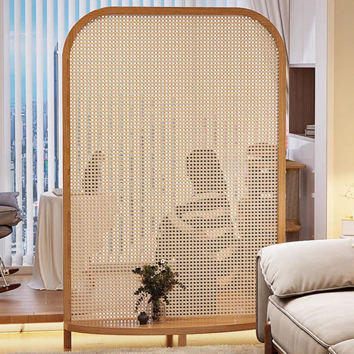 Traditioneller chinesischer rechteckiger PP-Synthetik-Rattan-Raumteiler aus Massivholz für das Wohnzimmer 