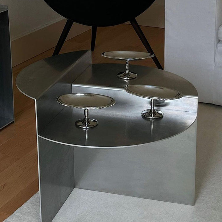 Moderner Luxus runder Couchtisch aus Edelstahl, 3-stufig für Wohnzimmer 