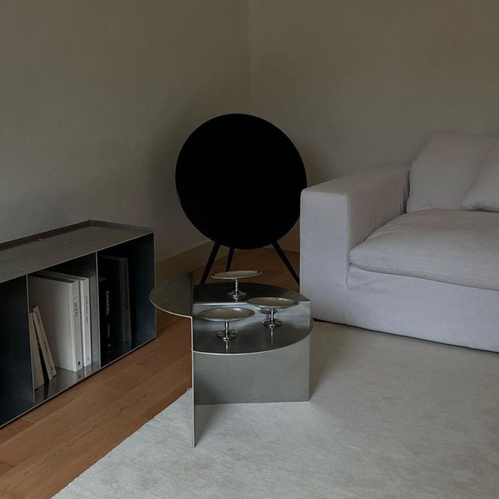 Moderner Luxus runder Couchtisch aus Edelstahl, 3-stufig für Wohnzimmer 