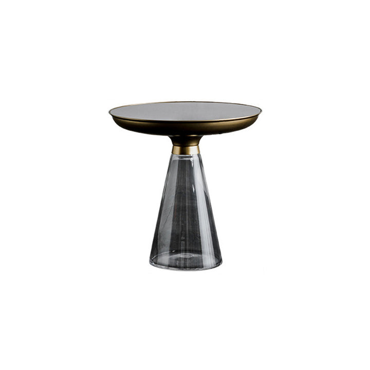 Modern Luxury Round Tempered Glass Metal Coffee Table Geometric Design For Living Room