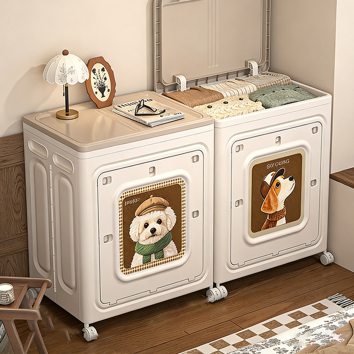 Modern Minimalist Rectangular Polypropylene Storage Cabinet 1-Cabinet Movable Foldable For Living Room