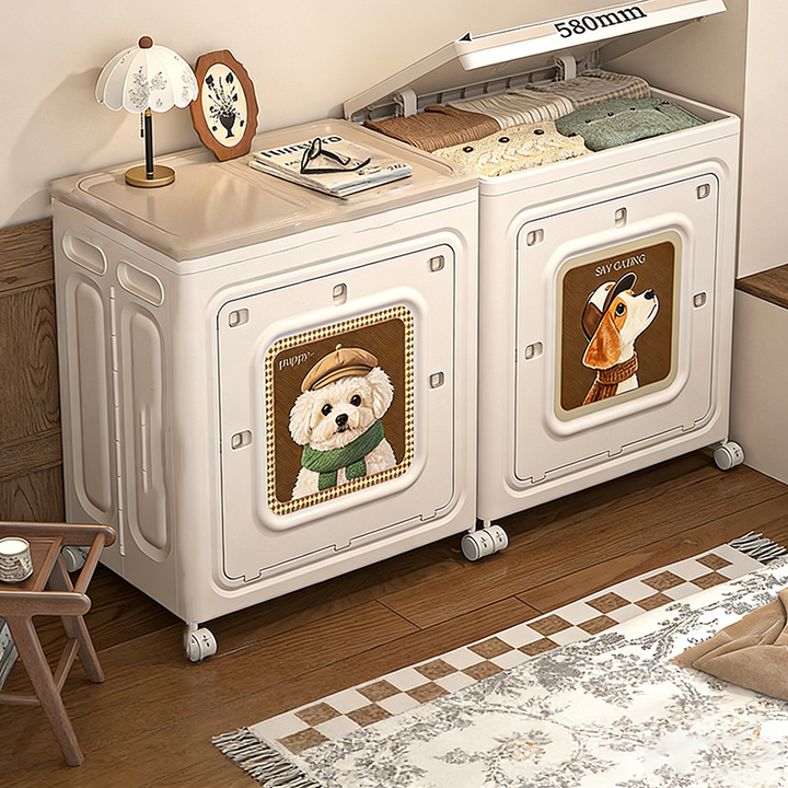 Modern Minimalist Rectangular Polypropylene Storage Cabinet 1-Cabinet Movable Foldable For Living Room