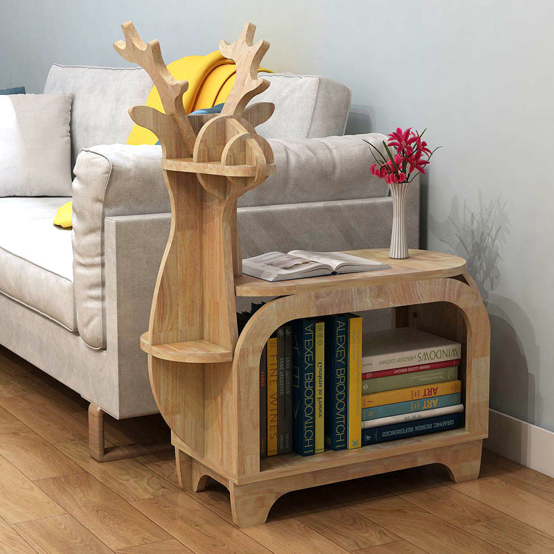 Estanterías de panel de madera maciza de varias capas con forma de reno Art Deco moderno de 2 niveles para sala de estar 