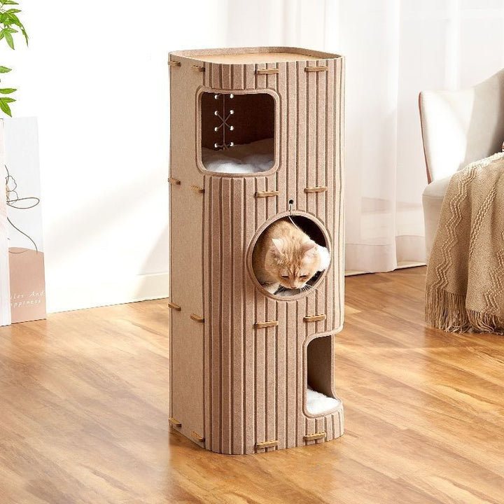 Árbol para gatos de fieltro rectangular minimalista moderno de 2/3 niveles para sala de estar 