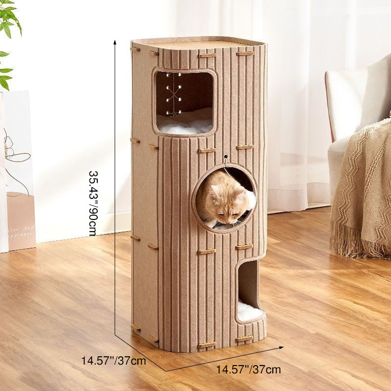 Árbol para gatos de fieltro rectangular minimalista moderno de 2/3 niveles para sala de estar 