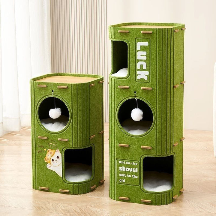 Árbol para gatos de fieltro rectangular minimalista moderno de 2/3 niveles para sala de estar 