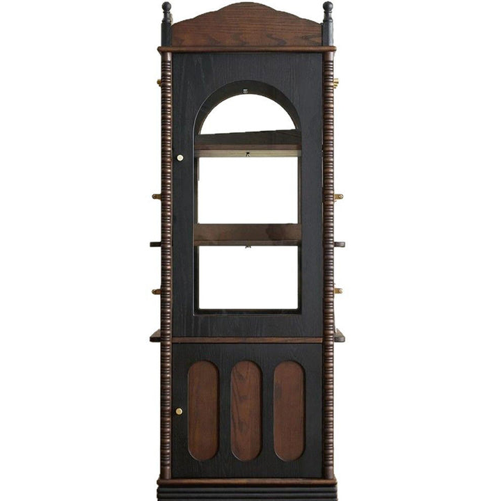 Traditional Vintage Rectangular Solid Wood Multi-Layer Panel Glass Bookshelves 3-Tier 1-Cabinet Rotatable For Living Room