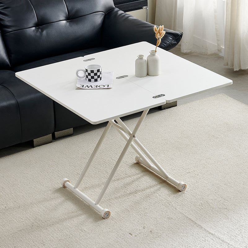 Table basse rectangulaire moderne minimaliste en panneau de fibres à densité moyenne et acier au carbone, à 2 pieds, pliable pour salon 