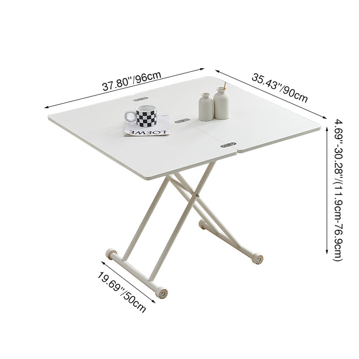 Table basse rectangulaire moderne minimaliste en panneau de fibres à densité moyenne et acier au carbone, à 2 pieds, pliable pour salon 