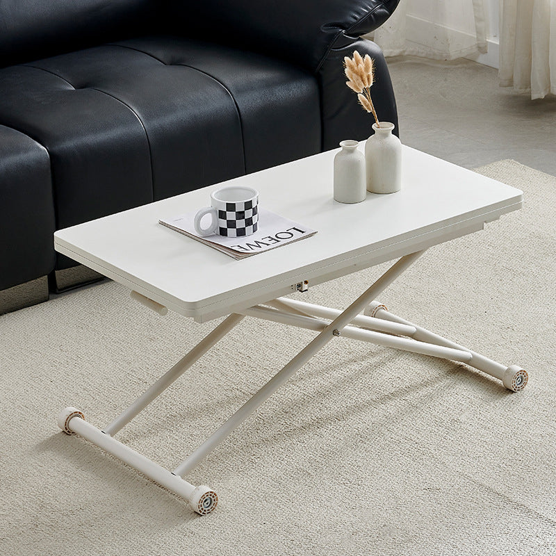 Table basse rectangulaire moderne minimaliste en panneau de fibres à densité moyenne et acier au carbone, à 2 pieds, pliable pour salon 