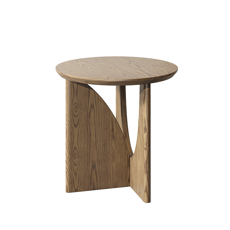 Modern Minimalist Round Side Table - Solid North American White Ash Sturdy Eco-Friendly Natural Grain For Living Room