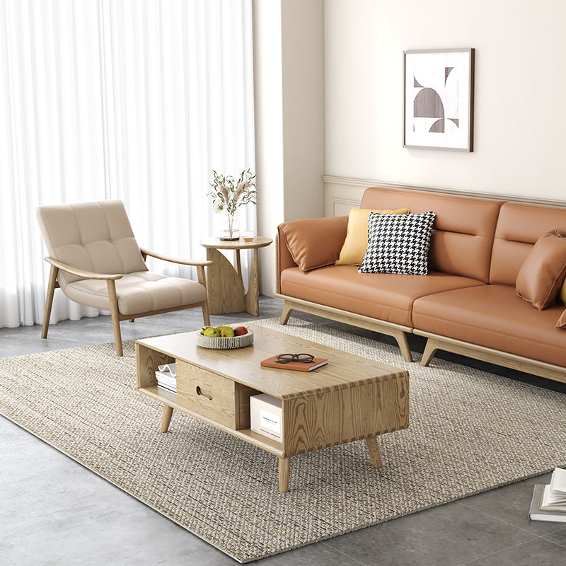 Modern Minimalist Round Side Table - Solid North American White Ash Sturdy Eco-Friendly Natural Grain For Living Room