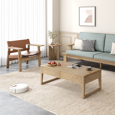 Modern Minimalist Round Side Table - Solid North American White Ash Sturdy Eco-Friendly Natural Grain For Living Room