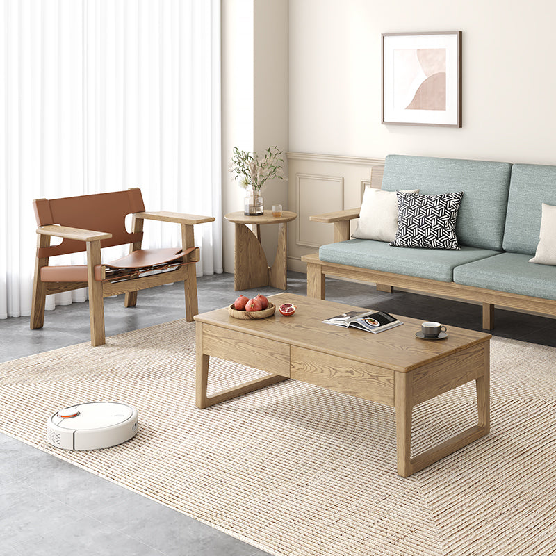 Modern Minimalist Round Side Table - Solid North American White Ash Sturdy Eco-Friendly Natural Grain For Living Room