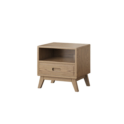 Modern Minimalist Square Nightstand - Solid Ash Wood: Sturdy, Eco-Friendly, Natural Grain & Stable Support For Bedroom