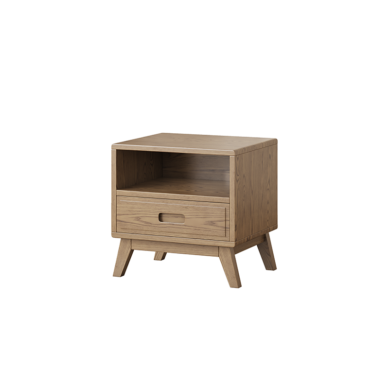 Moderner minimalistischer quadratischer Nachttisch - Massives Eschenholz: Stabil, umweltfreundlich, natürliche Maserung &amp; stabile Unterstützung für das Schlafzimmer 