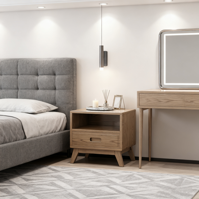 Modern Minimalist Square Nightstand - Solid Ash Wood: Sturdy, Eco-Friendly, Natural Grain & Stable Support For Bedroom