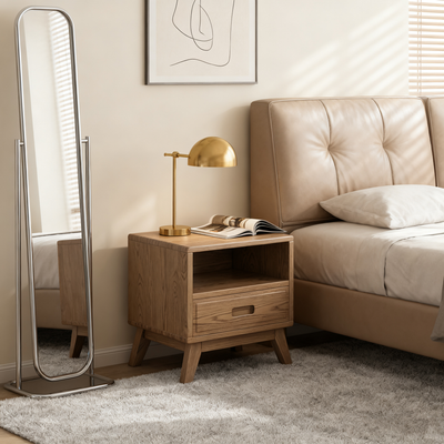 Modern Minimalist Square Nightstand - Solid Ash Wood: Sturdy, Eco-Friendly, Natural Grain & Stable Support For Bedroom