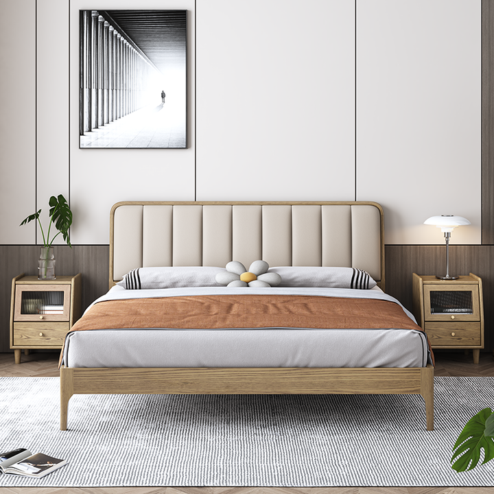 Modern Minimalist Rectangular Nightstand - Solid Ash Wood: Eco-Friendly, Smooth Hidden Slide Drawers, Stable Wobble-Free Support &amp; Easy-Care Tabletop For Bedroom
