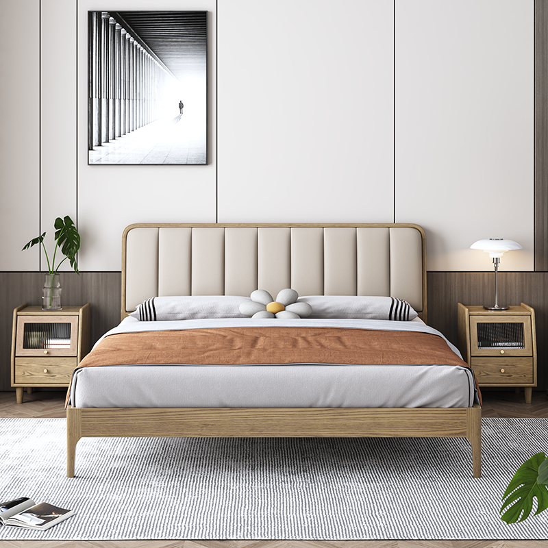 Modern Minimalist Rectangular Nightstand - Solid Ash Wood: Eco-Friendly, Smooth Hidden Slide Drawers, Stable Wobble-Free Support & Easy-Care Tabletop For Bedroom