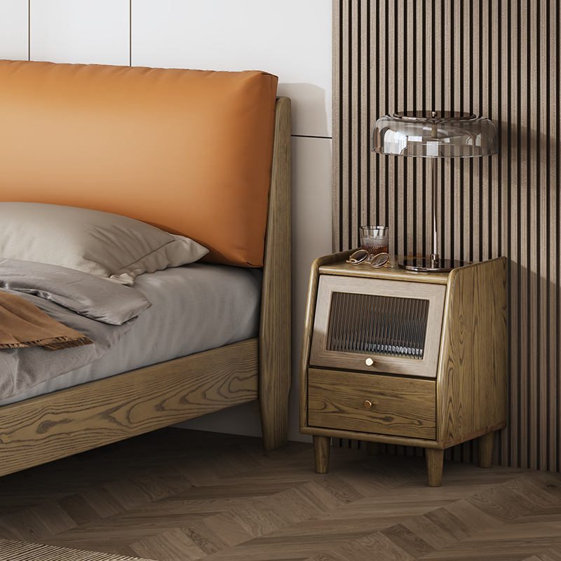 Modern Minimalist Rectangular Nightstand - Solid Ash Wood: Eco-Friendly, Smooth Hidden Slide Drawers, Stable Wobble-Free Support & Easy-Care Tabletop For Bedroom