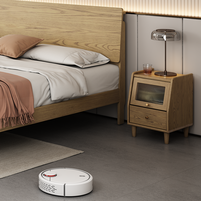 Modern Minimalist Rectangular Nightstand - Solid Ash Wood: Eco-Friendly, Smooth Hidden Slide Drawers, Stable Wobble-Free Support & Easy-Care Tabletop For Bedroom