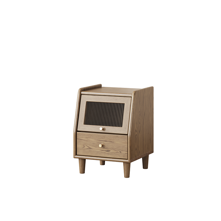 Modern Minimalist Rectangular Nightstand - Solid Ash Wood: Eco-Friendly, Smooth Hidden Slide Drawers, Stable Wobble-Free Support &amp; Easy-Care Tabletop For Bedroom