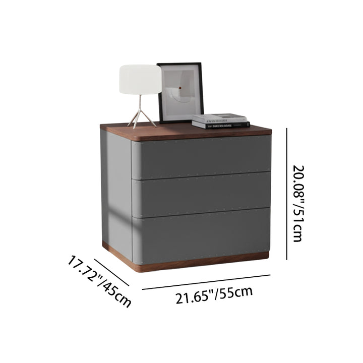 Modern Simplicity Rectangular Nightstand - Solid Wood Multi-layer Board, Premium Saddle-Style Faux Leather Upholstery, Refined Craftsmanship &amp; Stable Support For Bedroom