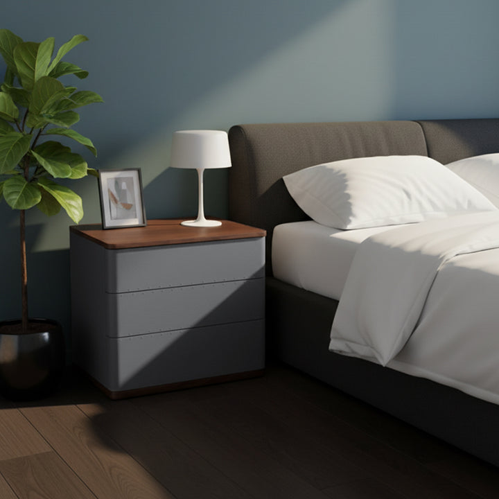Modern Simplicity Rectangular Nightstand - Solid Wood Multi-layer Board, Premium Saddle-Style Faux Leather Upholstery, Refined Craftsmanship &amp; Stable Support For Bedroom