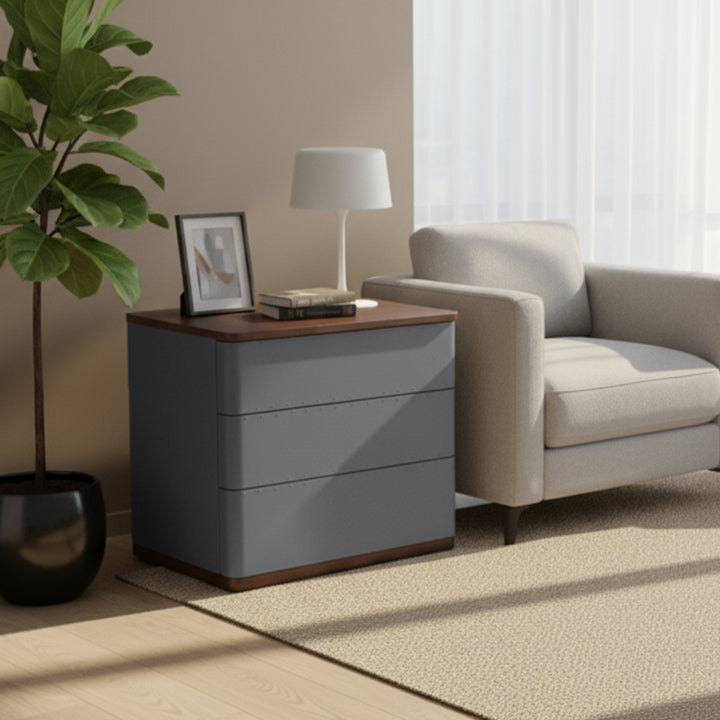Modern Simplicity Rectangular Nightstand - Solid Wood Multi-layer Board, Premium Saddle-Style Faux Leather Upholstery, Refined Craftsmanship &amp; Stable Support For Bedroom