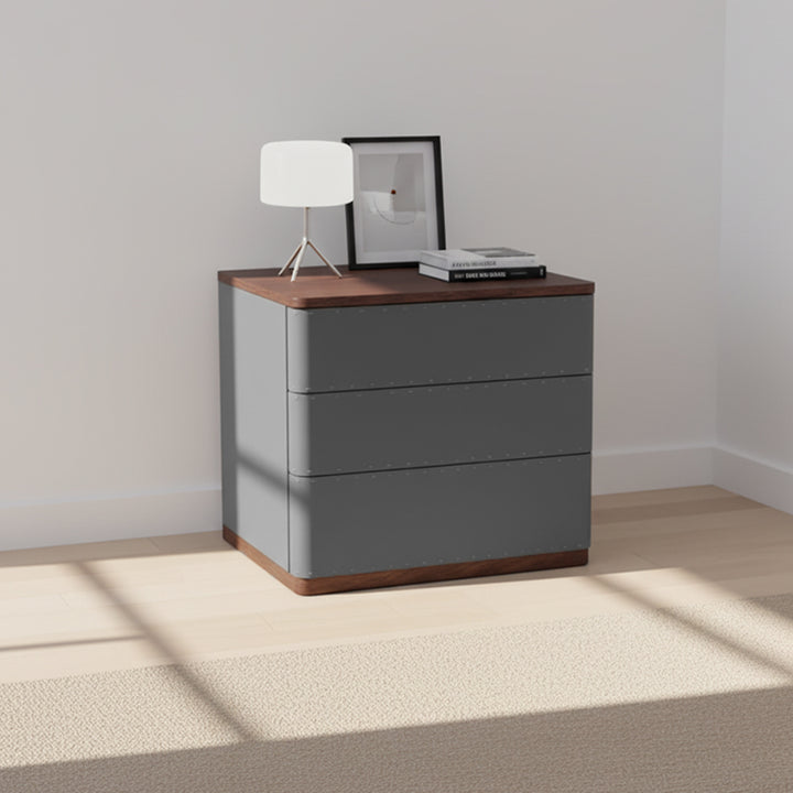 Modern Simplicity Rectangular Nightstand - Solid Wood Multi-layer Board, Premium Saddle-Style Faux Leather Upholstery, Refined Craftsmanship &amp; Stable Support For Bedroom
