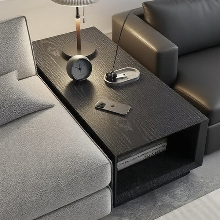 モダンミニマリスト長方形コーヒーテーブル - MDF：層状収納、安定したサポート、マルチシナリオ使用＆リビングルーム用耐傷性 