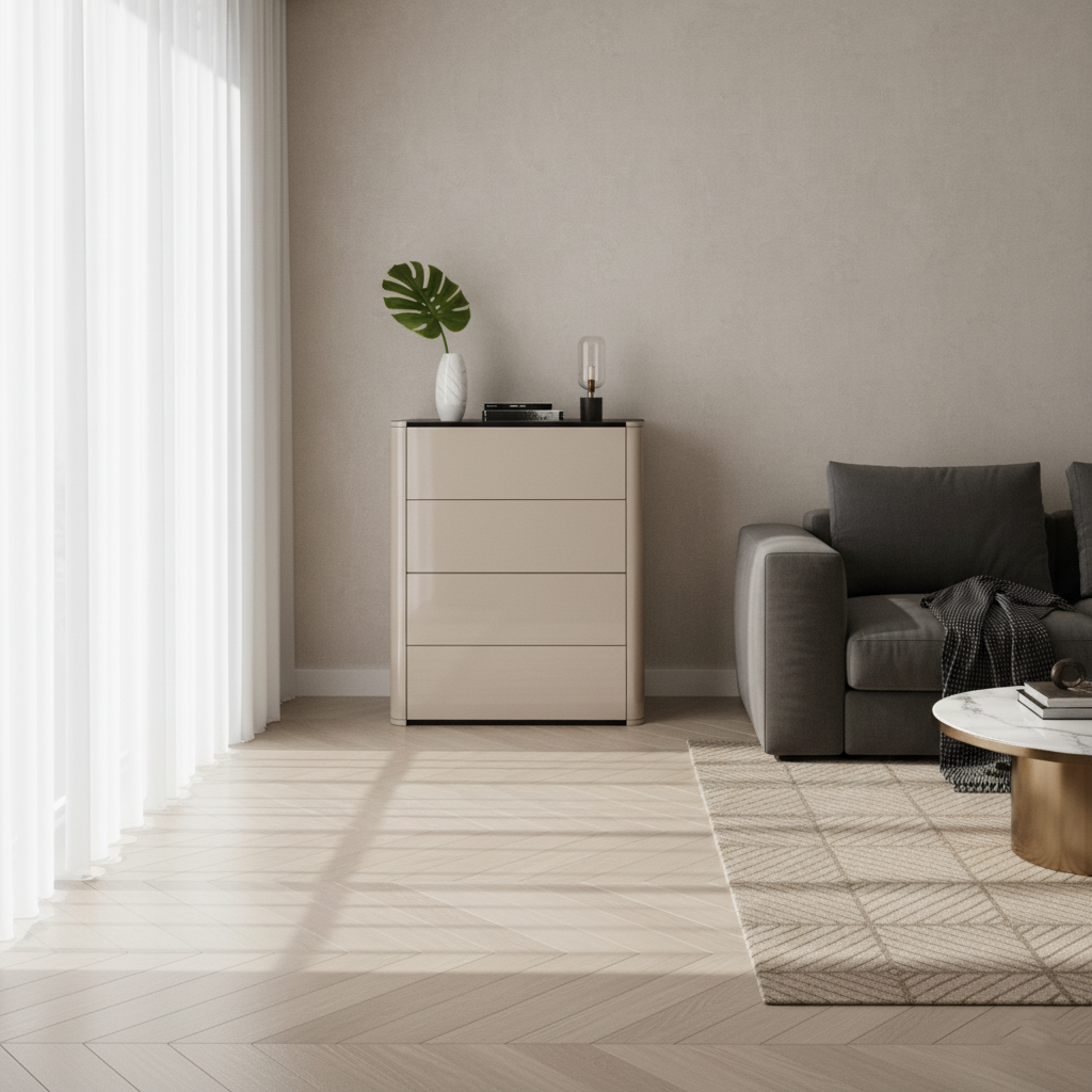 モダンミニマリスト長方形収納キャビネット - MDF: 安定した構造、滑らかな引き出し、掃除しやすい表面とリビングルームとベッドルームのための省スペースの縦型デザイン 