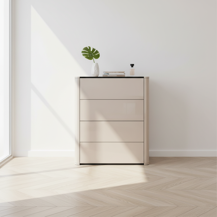 モダンミニマリスト長方形収納キャビネット - MDF: 安定した構造、滑らかな引き出し、掃除しやすい表面とリビングルームとベッドルームのための省スペースの縦型デザイン 