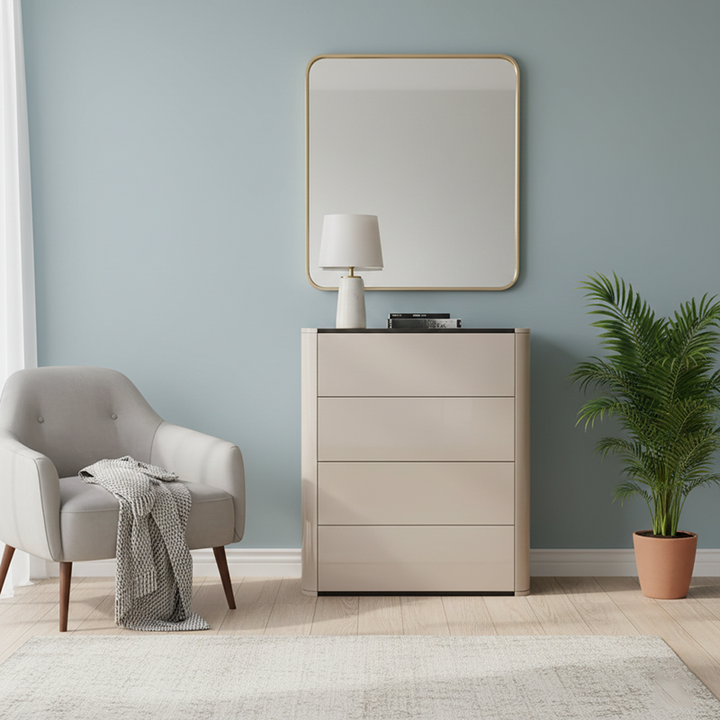 モダンミニマリスト長方形収納キャビネット - MDF: 安定した構造、滑らかな引き出し、掃除しやすい表面とリビングルームとベッドルームのための省スペースの縦型デザイン 