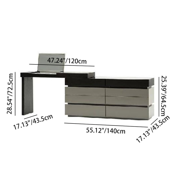 Coiffeuse rectangulaire moderne minimaliste - panneau en bois massif multicouche : support de charge robuste, écologique, grain naturel clair, rangement classé efficace, surface peu encombrante et facile à nettoyer pour salon et chambre 