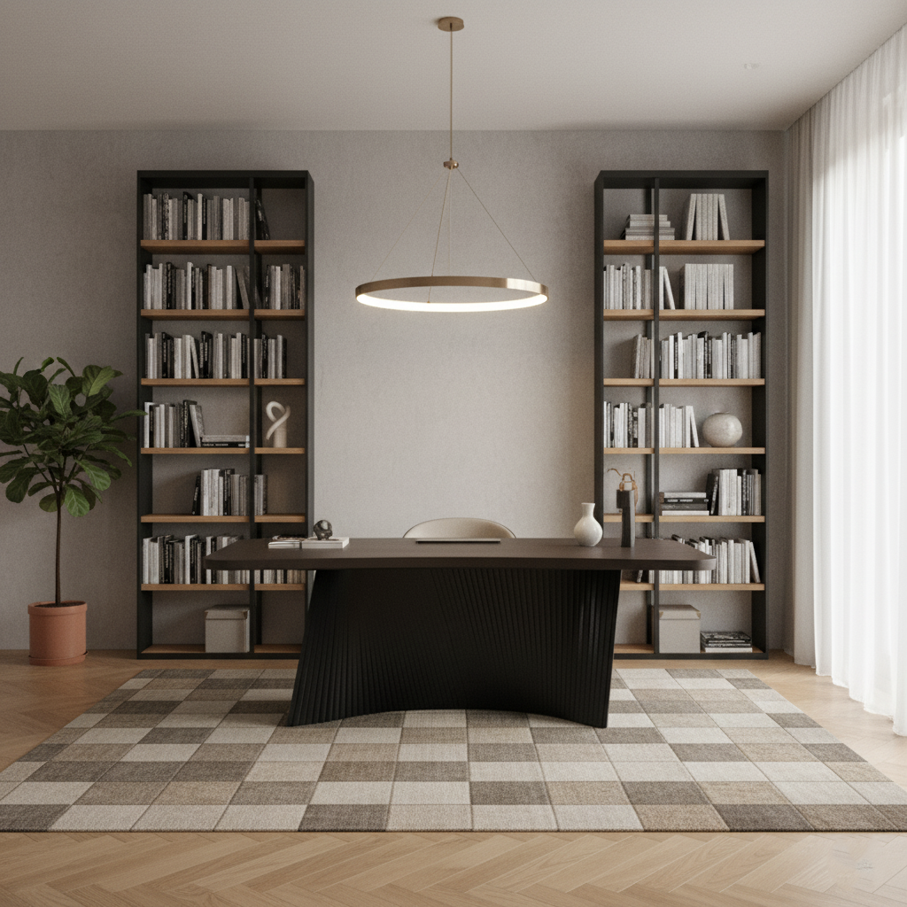 Moderner minimalistischer rechteckiger Schreibtisch - Massivholz-Mehrschichtplatte: Robuste stabile Unterstützung, umweltfreundlich geruchsfrei, natürliche klare Textur &amp; kratzfest für das Studium 