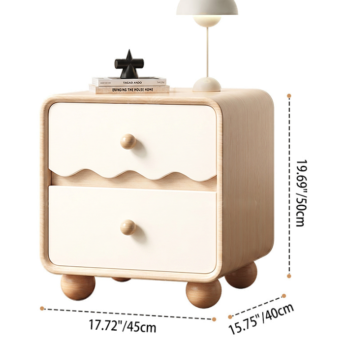 Table de chevet rectangulaire contemporaine en faux cuir pin nordique avec 2 tiroirs pour salon et chambre 