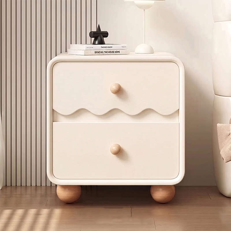 Table de chevet rectangulaire contemporaine en faux cuir pin nordique avec 2 tiroirs pour salon et chambre 